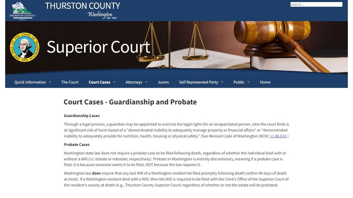 Court Cases - Guardianship and Probate - Thurston County