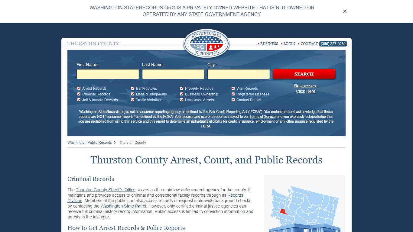 Thurston County Arrest, Court, and Public Records