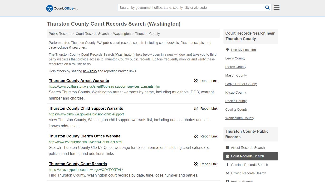 Thurston County Court Records Search (Washington) - County Office